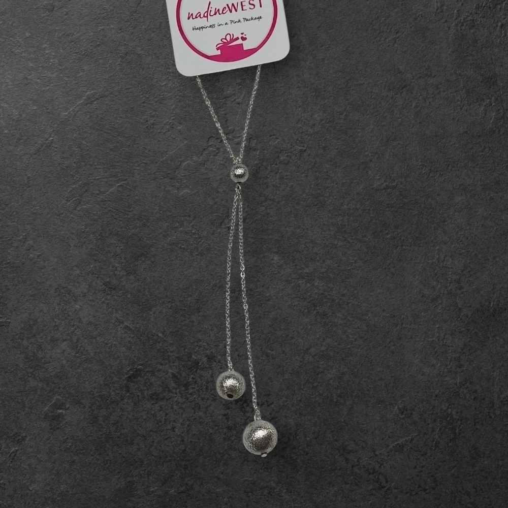 NWT Nadine West Silver Triple Bead Drop Necklace ~20"
